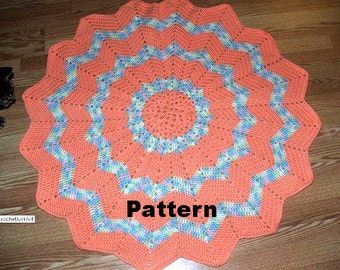 Crochet  16 point Star round ripple  blanket  pattern PDF