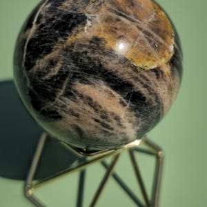 Black Moonstone Sphere – Divine Feminine & New Moon Energy for Intuition, Grounding Protection
