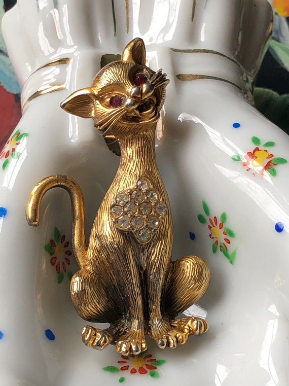 Vintage Tortolani cat brooch - image 10