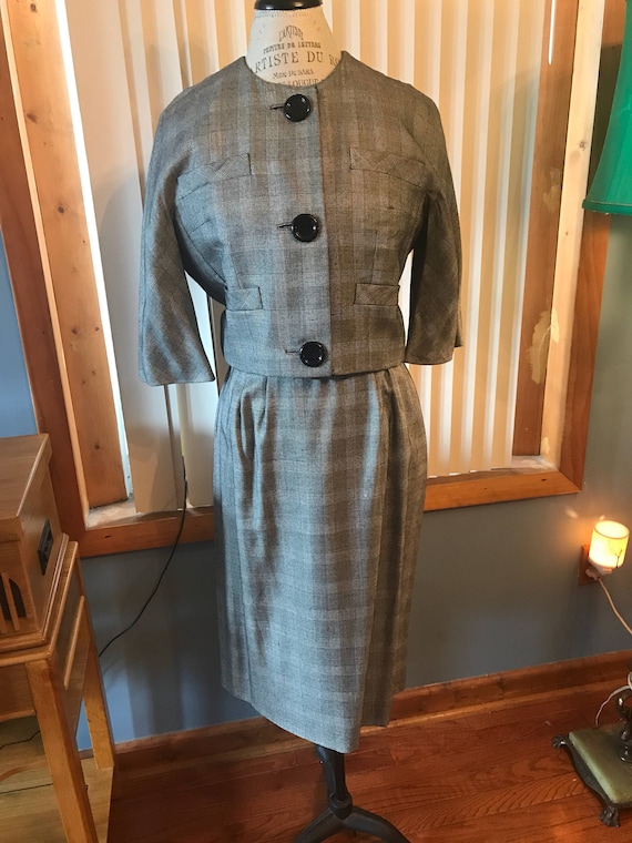 Vintage gray dress suit, business attire