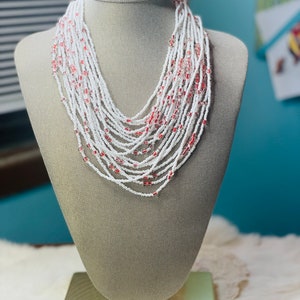 Vintage made in Italy glass seed bead multi strand necklace and matching earrings