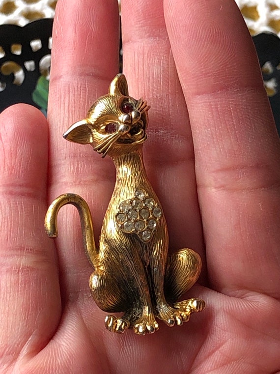 Vintage Tortolani cat brooch - image 9