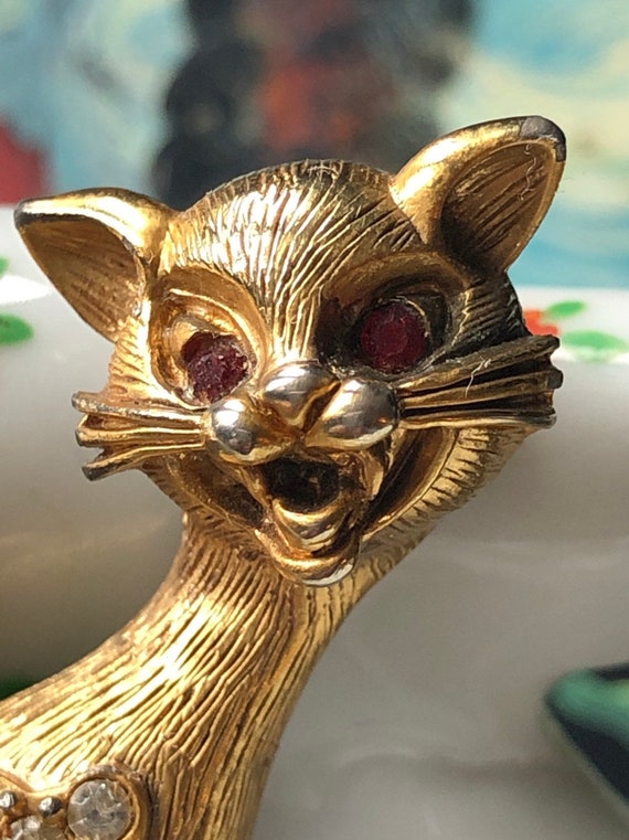 Vintage Tortolani cat brooch - image 2