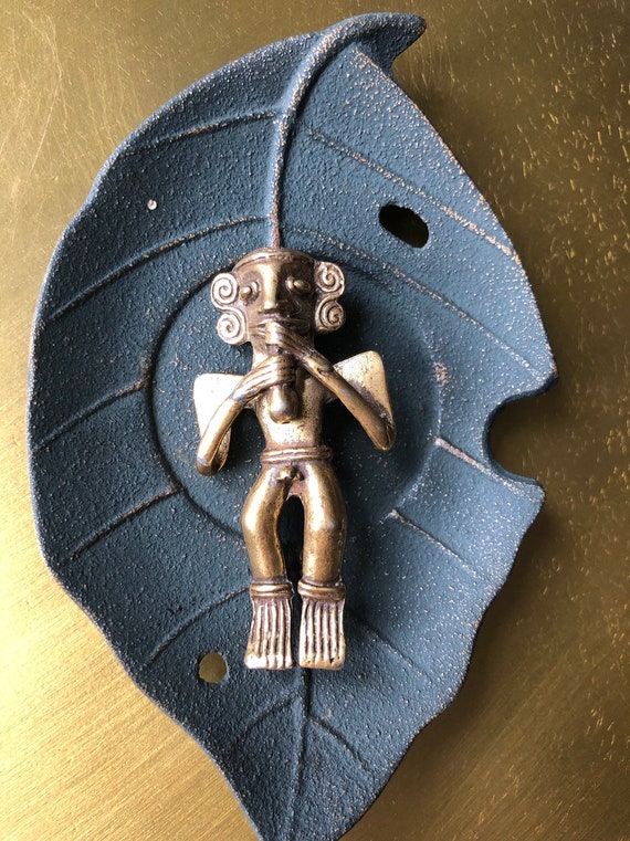 Vintage reproduction Mayan male figure brooch