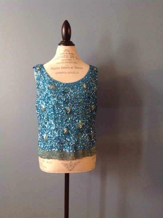 Vintage beaded sleeveless blouse