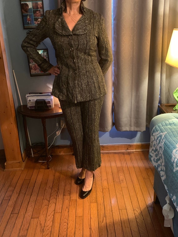 Vintage BLack and Gray Tweed Pantsuit