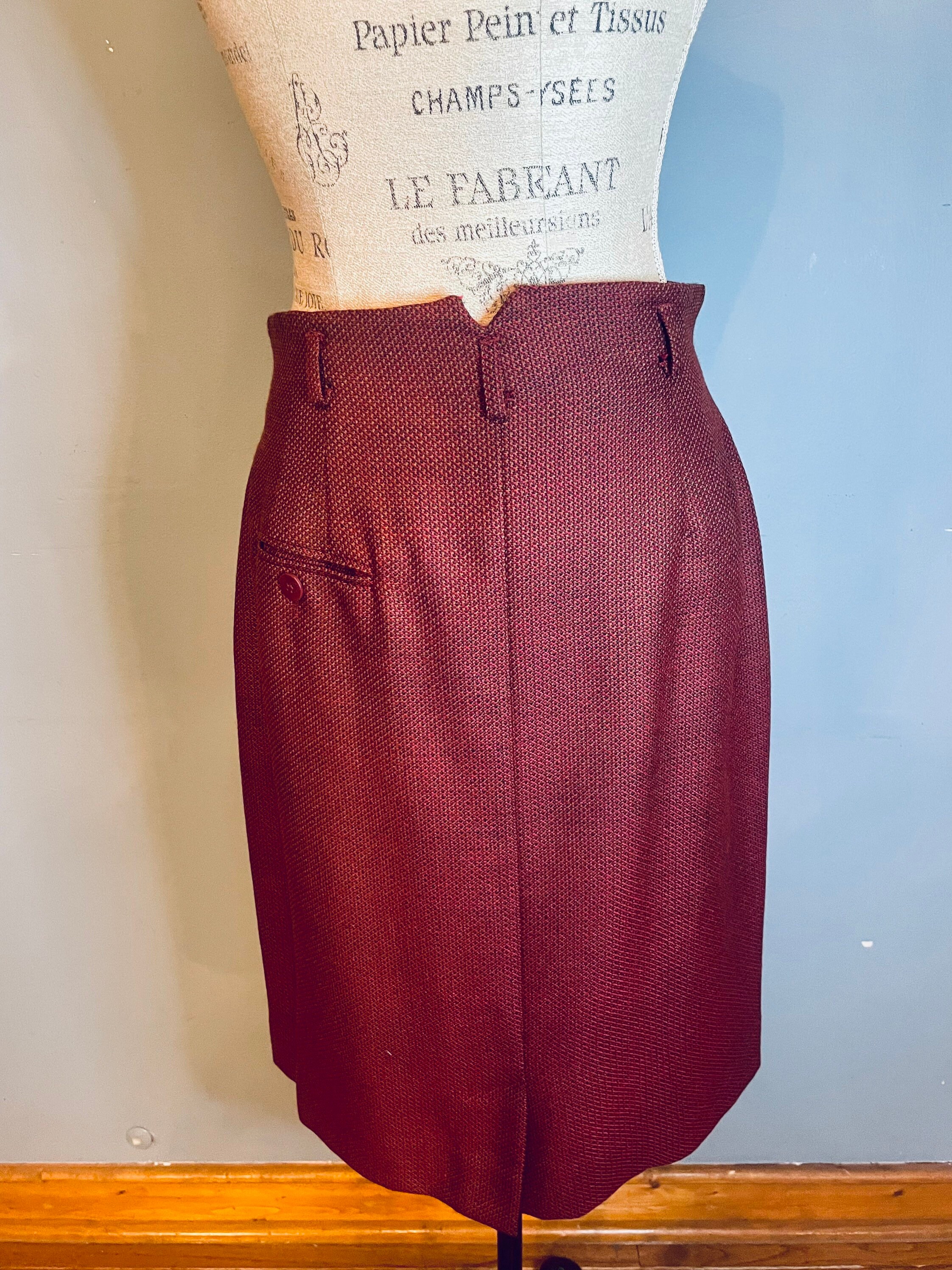 Vintage Christian Dior Wool Skirt Etsy Canada