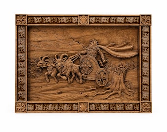 Thor Wood Carving | Norse Mythology Wall Art | Viking God Relief Panel | Scandinavian Folk Art | Handmade Beech Thor Statue Gift