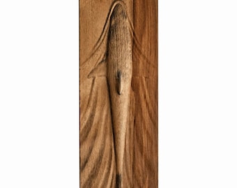 Hand Carved Wood Shark Wall Art – Rustic Beech Sculpture
