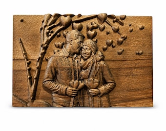 Personalized 3D Wooden Portrait from Photo, Luxury Family Keepsake, Custom Relief Artwork, Handmade Memorial Wall Decor