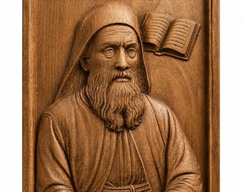Orthodox Monk Wood Carving Wall Art | Christian Saint Portrait | Religious Home Decor | Spiritual Gift | Hand Carved Beech