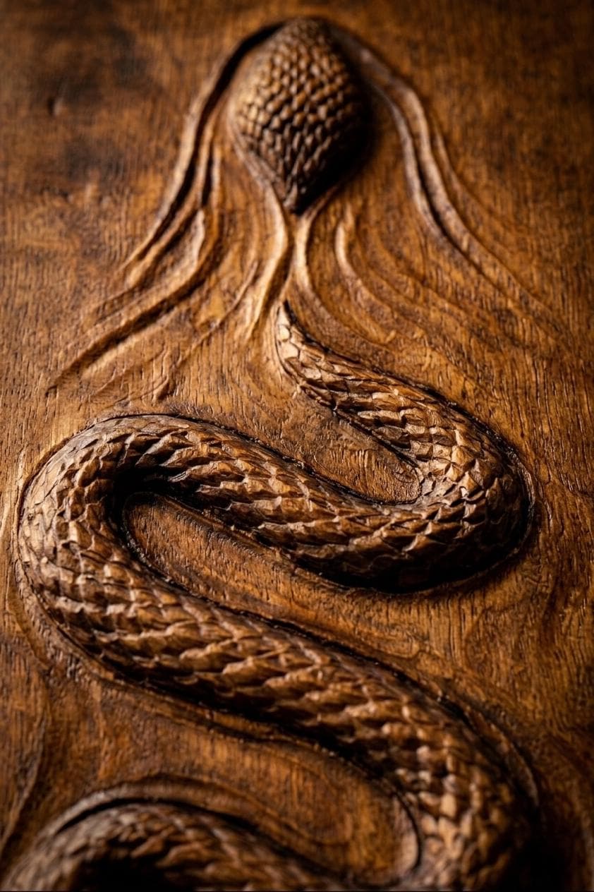 Snake Wood Carving Wall Art | Handmade Beech Relief | Serpent Decor ...