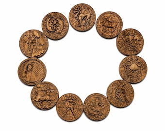 Hand Carved Beech Wood Zodiac Sign | Astrology Wall Decor