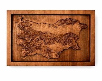 Bulgaria 3D Topographic Map Wood Carving | Sculptural Wall Art | Travel Keepsake | Dimensional Relief | Hand Carved Beech