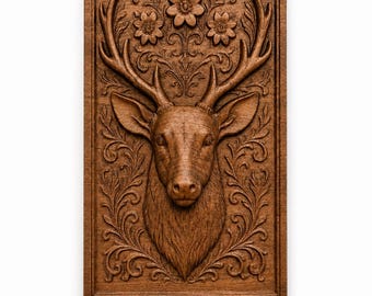 Wood Carving Rustic Wall Decor, Stag Wall Art, Cabin Wall Decor, Lodge Decor, Wildlife Wall Art, Hunter Gift, Deer Wood Plaque