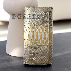 Gold Python Leather Wallet: Exotic Snake Skin Flap Clutch Women's