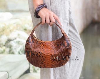 Python Leather Clutch Bag - Genuine Snakeskin Purse for Women