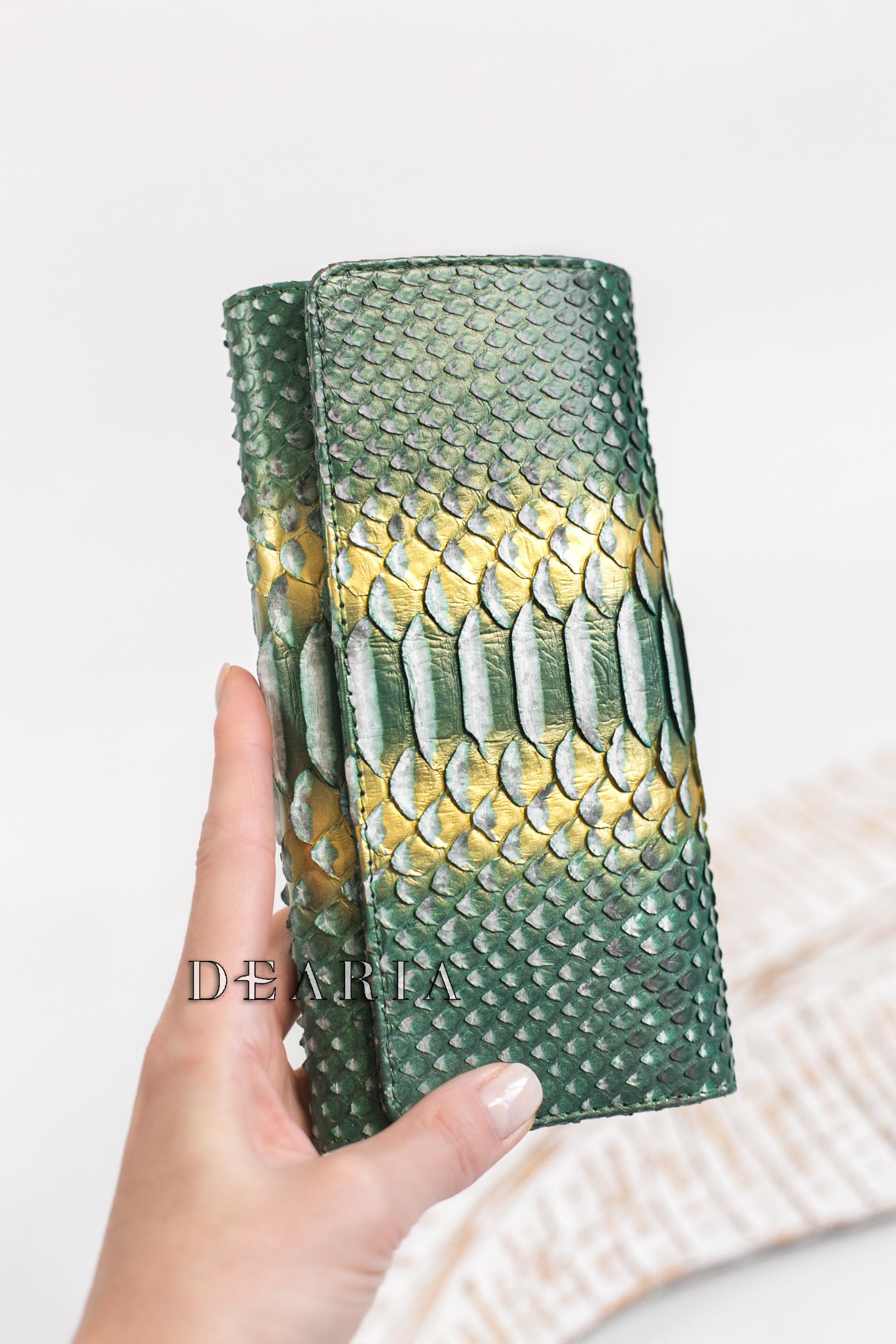 Emerald Green Python Leather Wallet - Luxury Snakeskin Wallet ...
