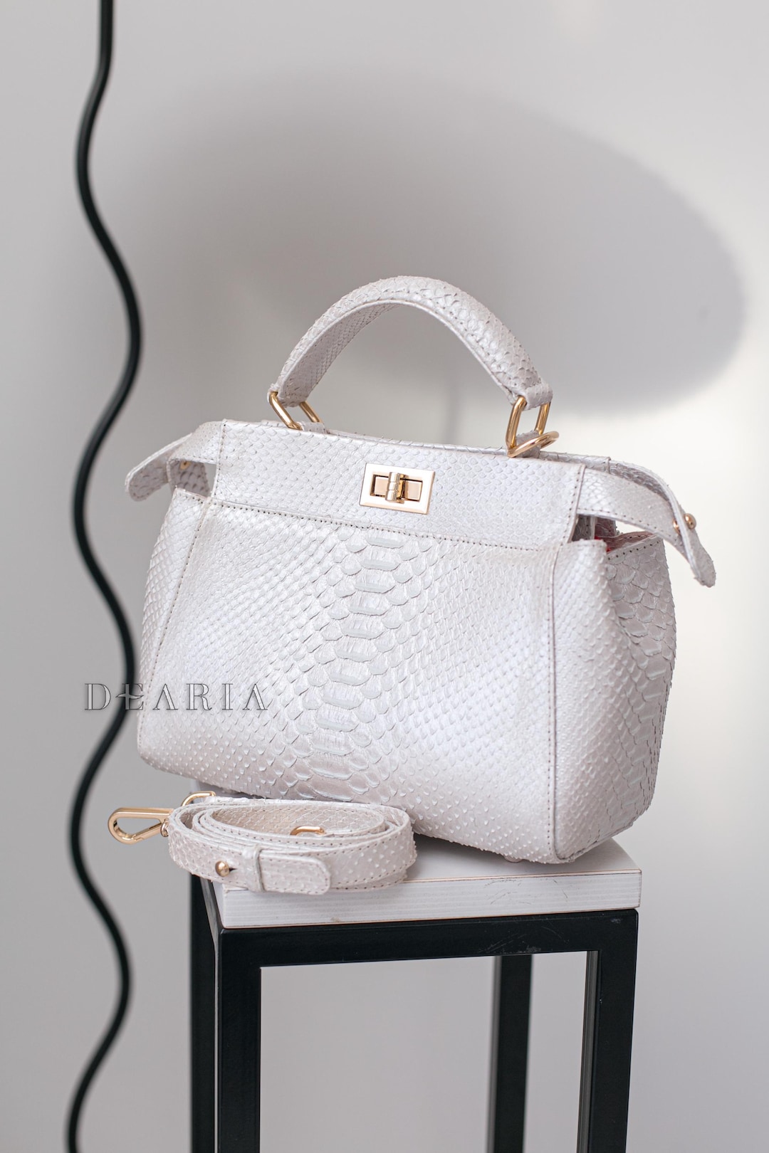White Python Handbag White Python Leather Top Handle Bag - Pearl Ivory Snakeskin Shoulder ...