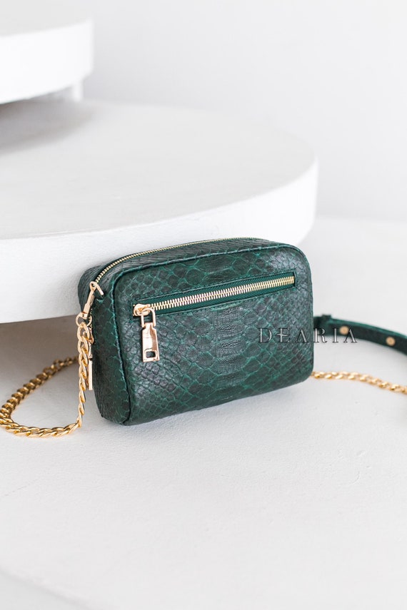 Python Snake Skin Crossbody Green Python Leather Crossbody Bag