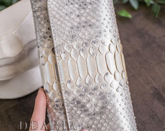 Portemonnee met lange klep van slangenleer voor dames - pythonleren damesportemonnee