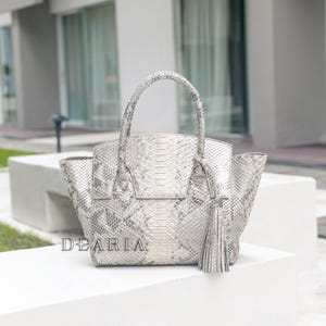 Python Leather Bronze Tote Bag - Luxury Exotic Brown Handbag ...