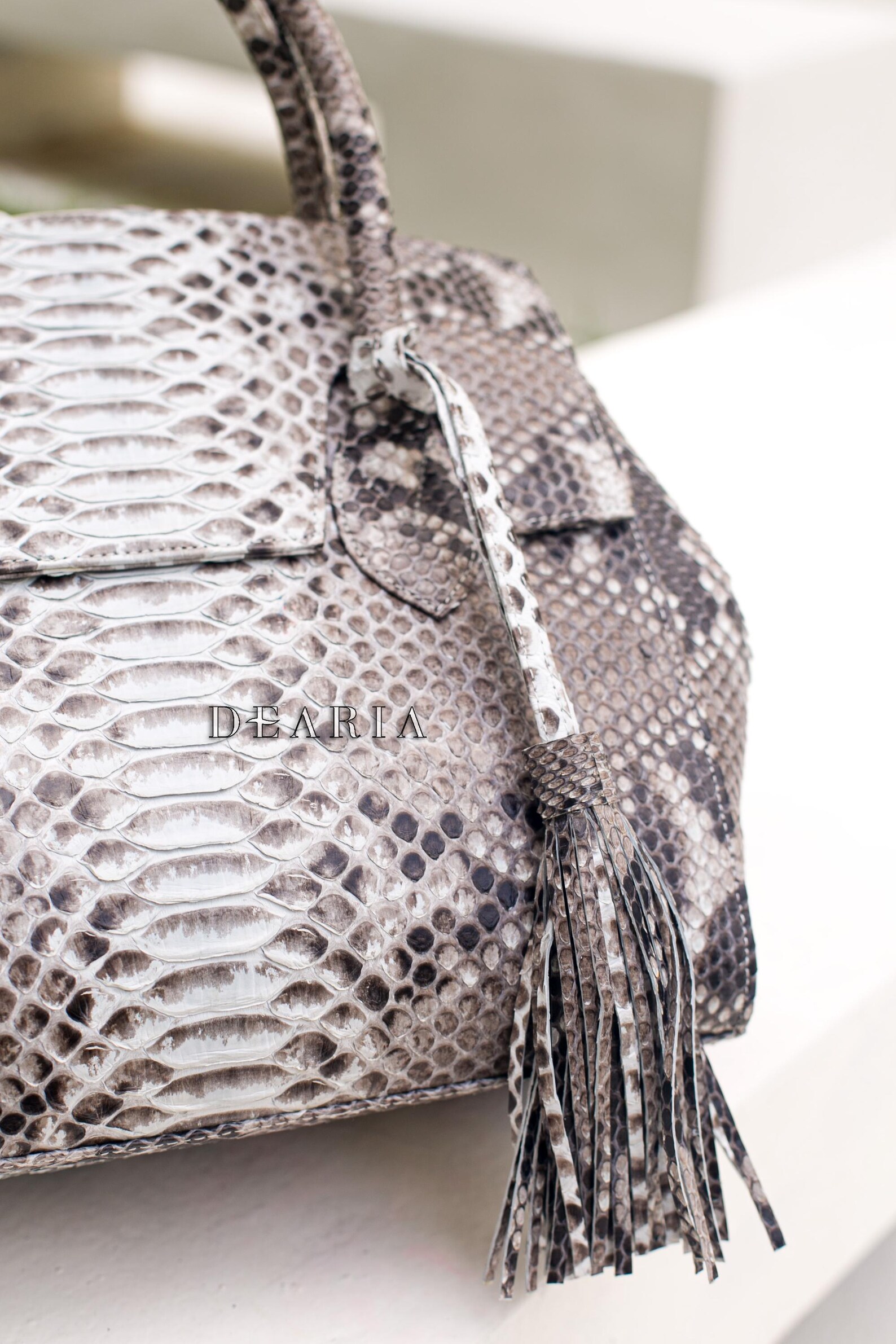 Python Leather Bronze Tote Bag - Luxury Exotic Brown Handbag ...