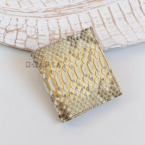 Schlangenhaut Kartenetui - Gold Python Skin Slim Mini Wallet