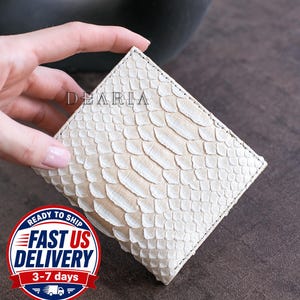 READY TO SHIP Snakeskin Small Card Wallet - Women's Mini Slim Wallet - Real Python Skin Compact Card Holder for Bills and Coins