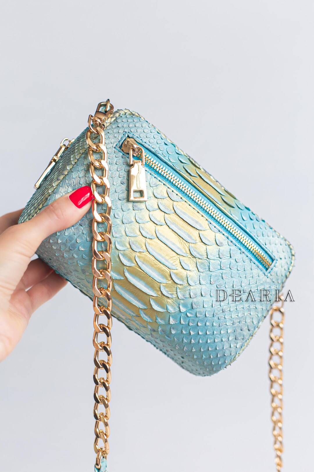 MINI 17 LADY BAG IN NAVY BLUE MIX BLACK SNAKESKIN PATTERN LAMBSKIN