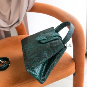 Soft leather tote bag with removable python shoulder strap