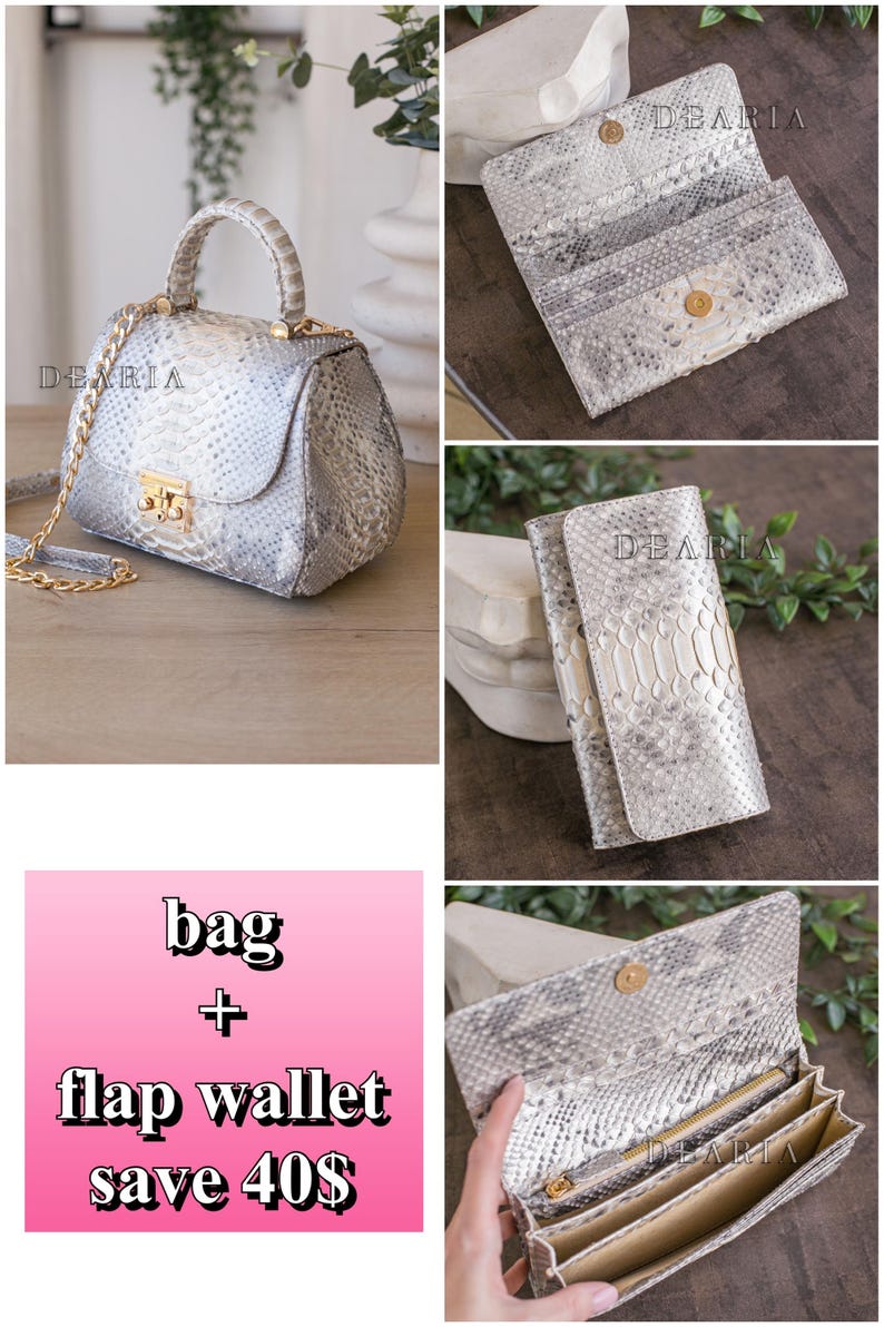 Pearl Metallic Python Leather Bag - Real Snakeskin Crossbody Purse - Etsy