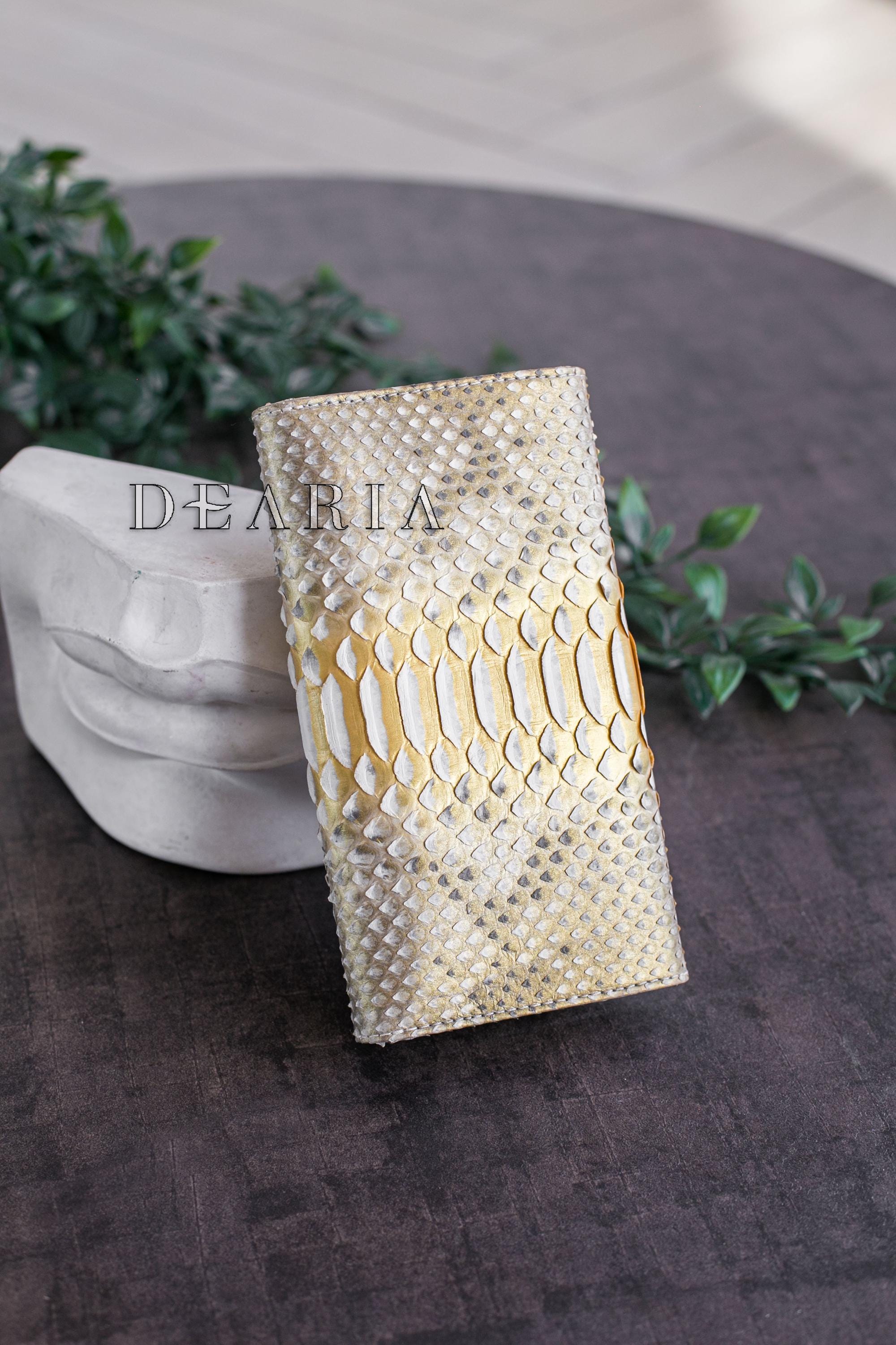 Gold Python Leather Wallet: Exotic Snake Skin Flap Clutch Women's - Etsy