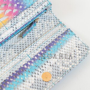 multicolor exotic snake skin long wallet for women, flap detail