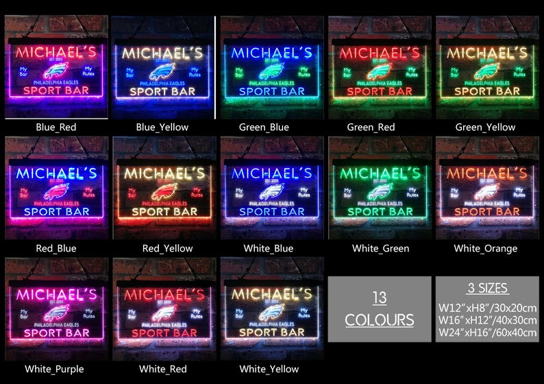 Personalized eagles led Light Sign, Custom Name Neon Sign Gift for Home