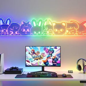 Skzoo Kpop LED Light Sign, Custom Kpop Stray Kids Neon LED Sign, Gift For Her image 2
