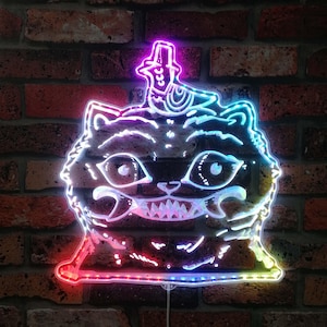 Kpop Demon Hunter Derpy Tiger and Sussie Wall LED Light Sign with Multi Colors, Game Room Gaming LED Sign