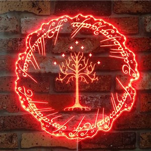 Gondor Ring LED Light Sign, Custom Home Theater Theme Game Room LED Sign, Display Gift For Game Room