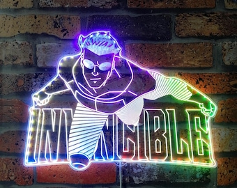 Invincible Wall LED Light Sign with Multi Colors, Custom Comic Game Room Gaming LED Sign, Superhero Wall Art, Comic Book Decor, Nerdy Gift