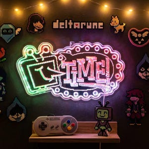 Tenna Deltarune RGB Colors LED Light Sign with mirror backing, Custom Arcade Room Gaming LED Sign, Display Gift For Game Room