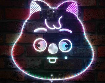Skzoo Han Quokka Kpop LED Light Sign, Custom Kpop Stray Kids Neon LED Sign, Gift For Her