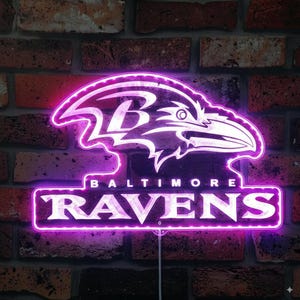 Baltimore Ravens Bar LED Light Sign, Custom Arcade Room Gaming LED Sign, Display Gift For Game Room