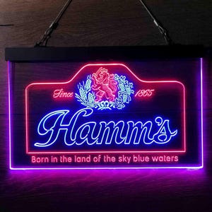 Hamm&#39;s Beer Bar Pub LED Light Sign, Custom Name Night Display Gift For Home bar Sport bar, Home bar Sport bar Plaque