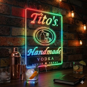 Tito's Handmade Vodka LED Light Sign with Multi Colors, Home Bar LED Sign, Home Bar Pub Decor, Father's Day Gifts