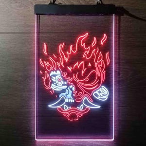 Cyberpunk Samurai Gaming LED Light Sign, Custom Name Gamertag Night Display Gift For Gamer Bedroom, Gaming Room Plaque