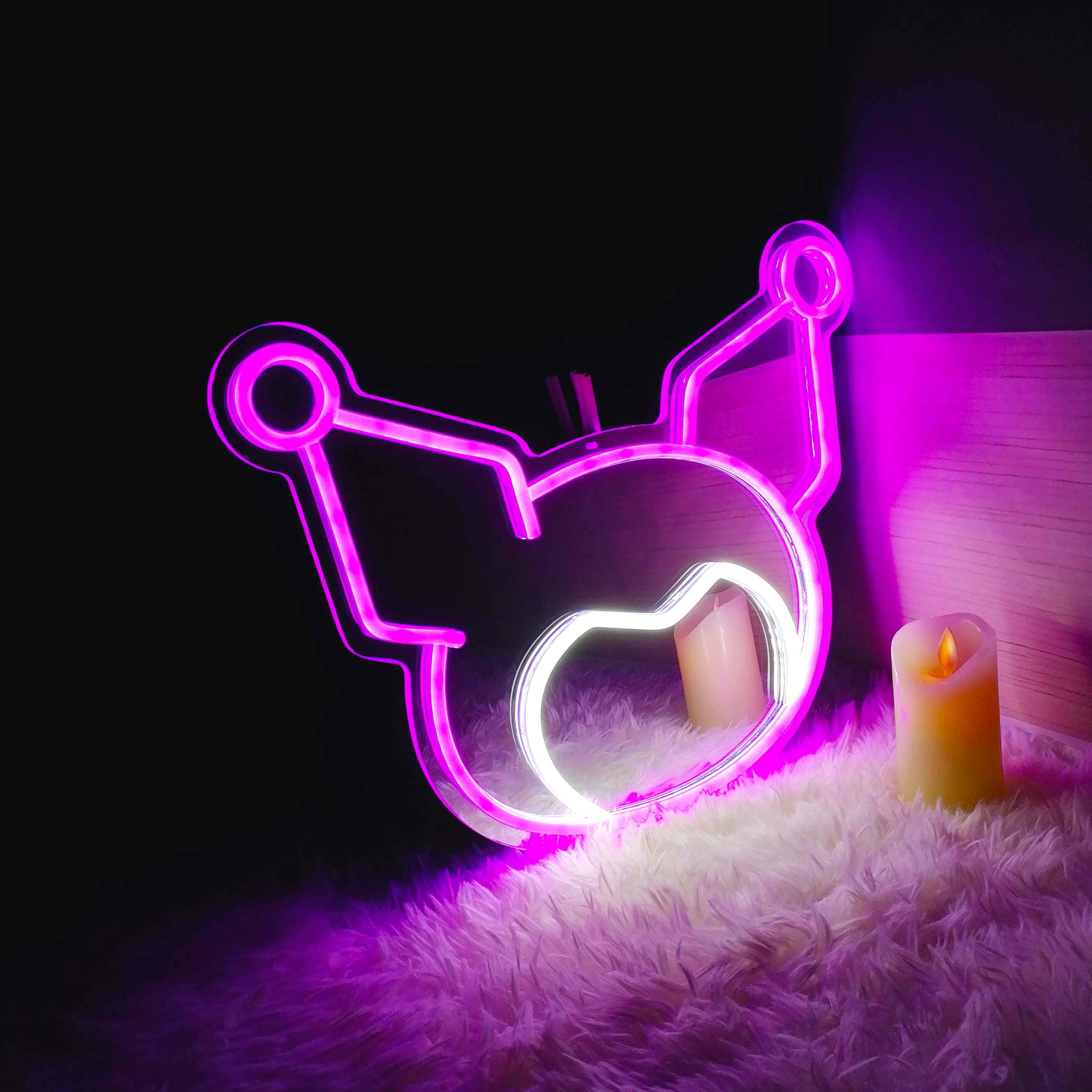 Cute Kuromi LED Light Mirror Sign, Custom Night Light Display Gift