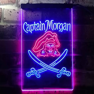 Captain Morgan Pirate Vertical LED Light Sign, Custom Name Night Display Gift For Home bar Sport bar, Home bar Sport bar Plaque