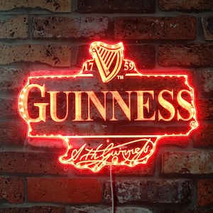 Guinness LED Light Sign with Multi Colors, Home Bar LED Sign, Home Bar Pub Decor, Father&#39;s Day Gifts