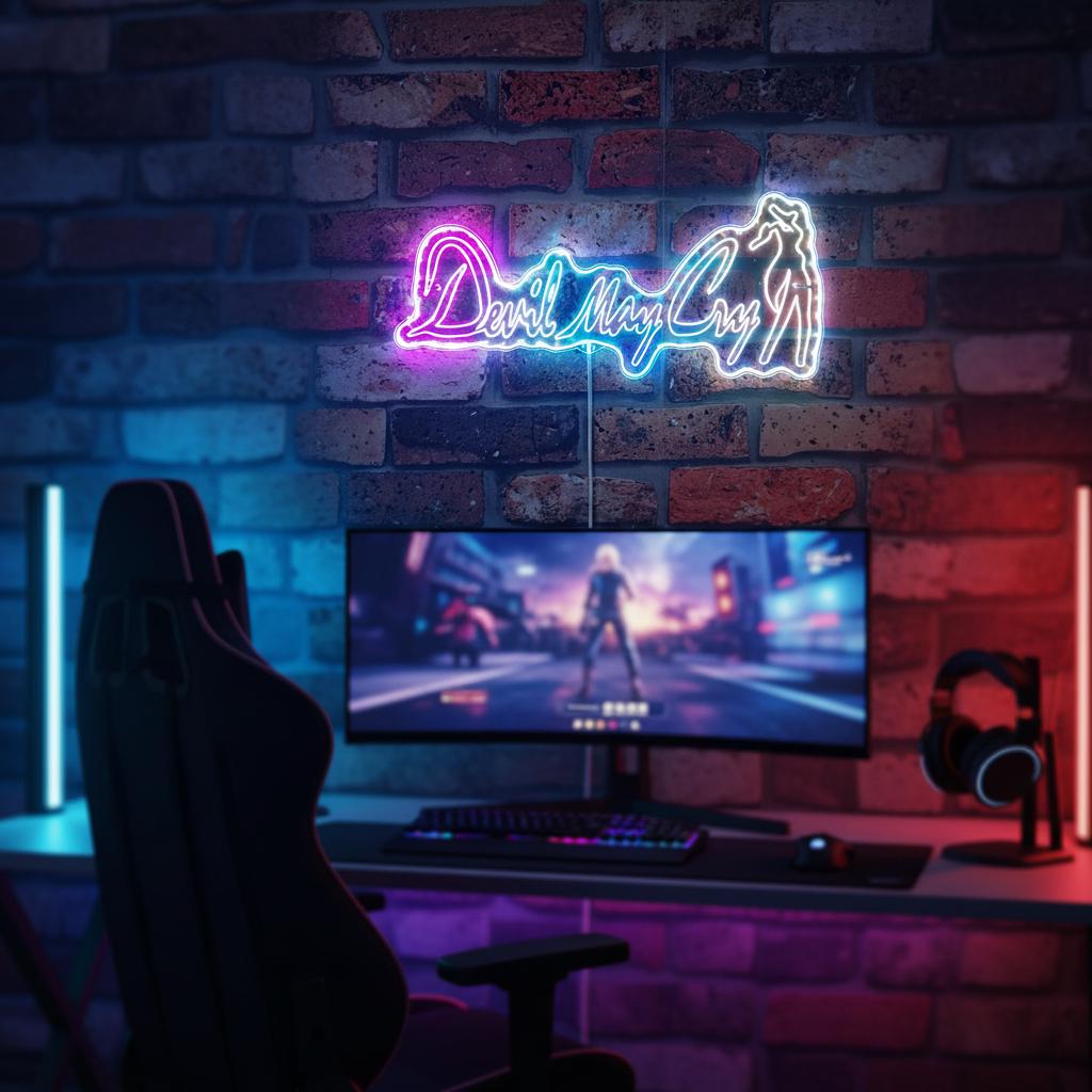 Devil May Cry LED Light Sign, Custom Arcade Room Gaming LED Sign ...