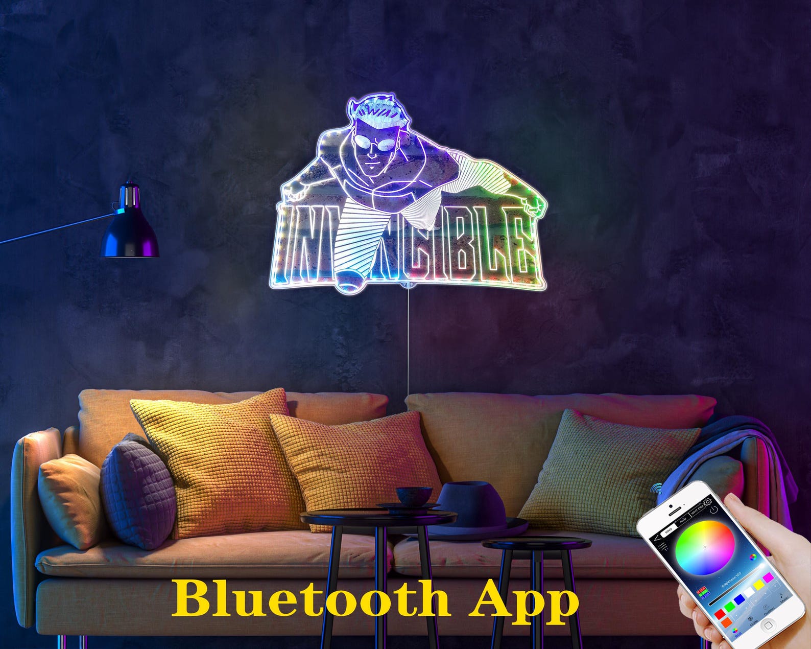 Invincible Wall LED Light Sign With Multi Colors, Custom Comic Game ...